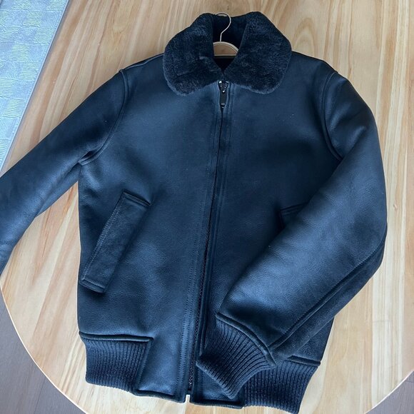 Sandro Shearling Leather Jacket - Picture 1 of 5